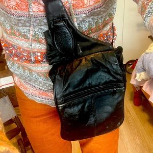 Slim Leather Crossbody Bag, Tons of Pockets!